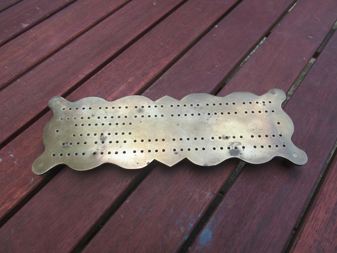Antique Brass Cribbage Board With 4 Brass Ball Feet - Etsy