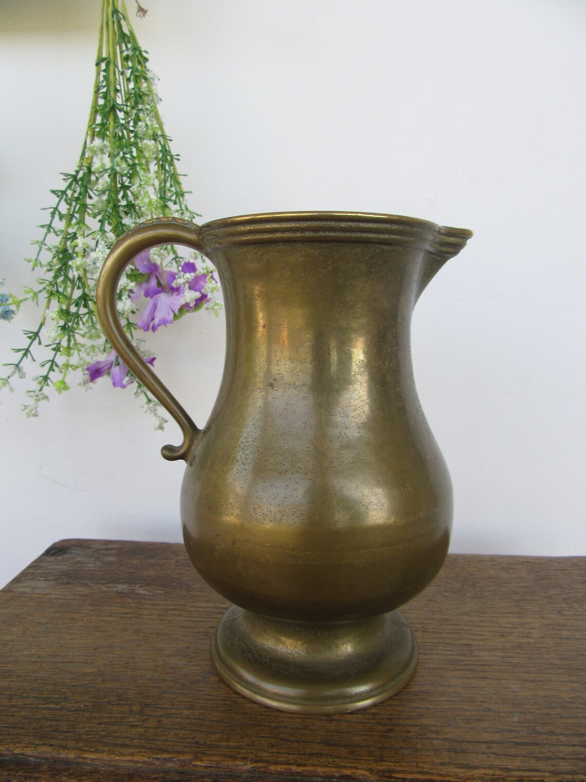 Large Brass Pitcher Water Jug Vintage Solid Brass Golden Etsy