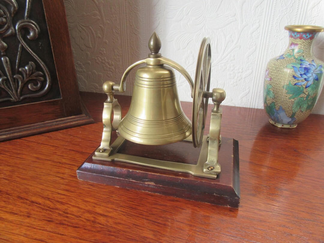 Antique Brass Table Bell on Stand - Reception / Hotel Counter Top ...