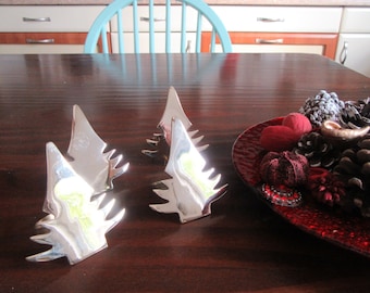 Vintage Solid Brass Christmas Tree Napkin Rings, Set of 4
