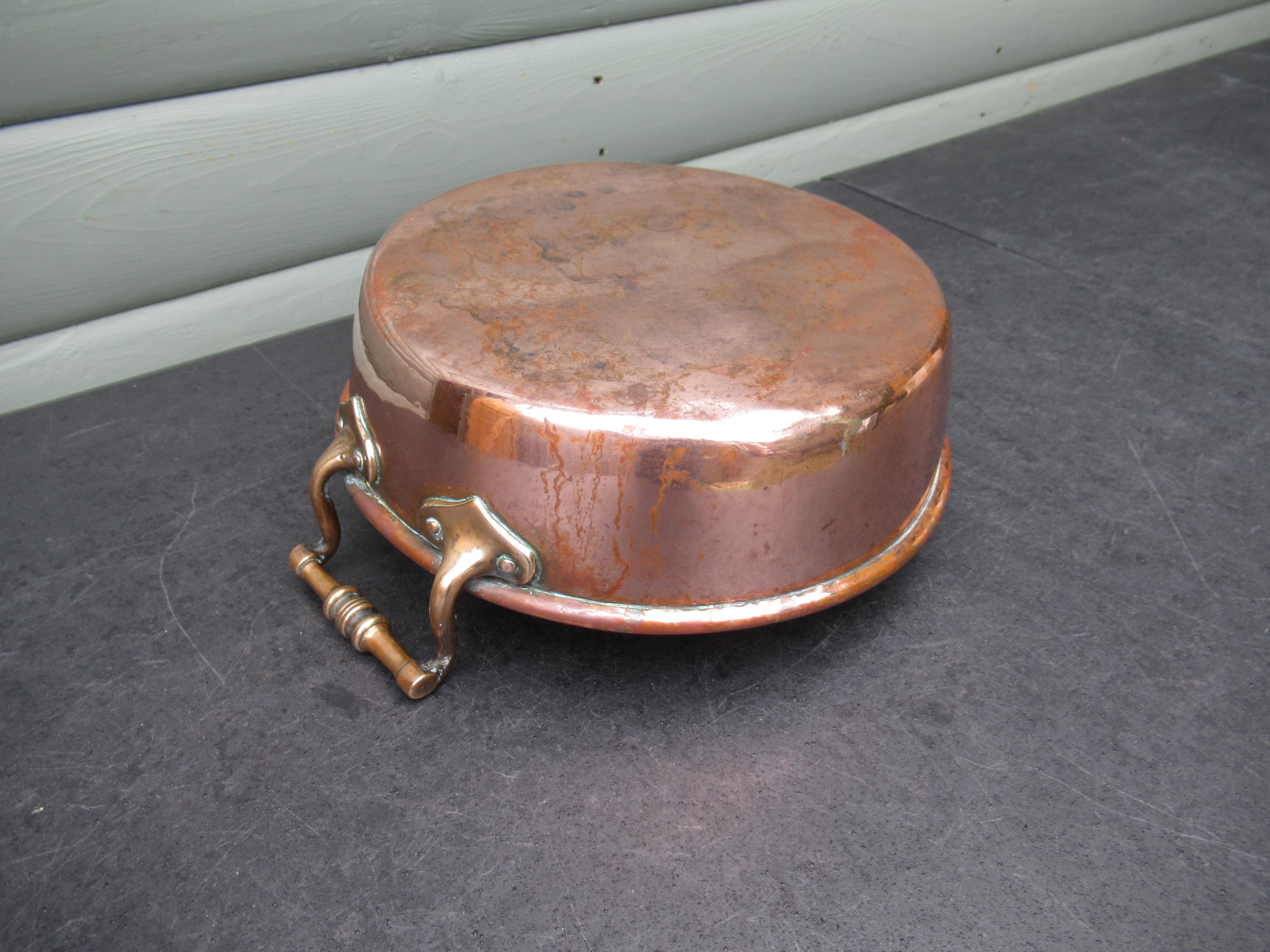 Bassine à Confiture En Cuivre Martelé - Diamètre 37 Cm - Poignées Laiton