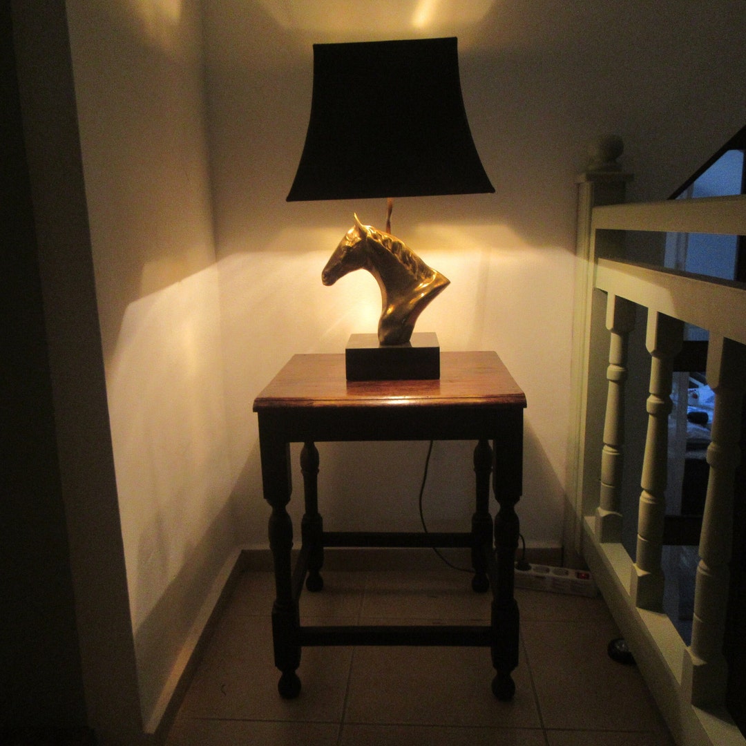 Vintage Brass Horse Head Large Table Lamp Belgium 1970s in Etsy