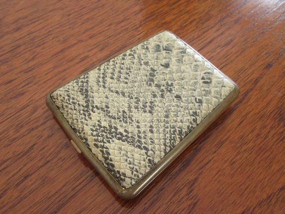snakeskin cigarette case Vintage Faux Snakeskin Cigarette Case, Gold-tone Collectible