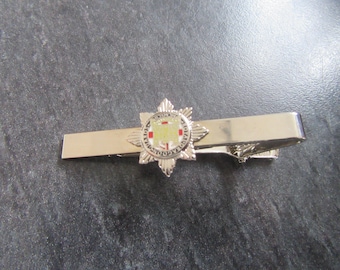 Vintage Royal Dragoon Guards Tie clip, slide, bar. Silver tone and Enamel.
