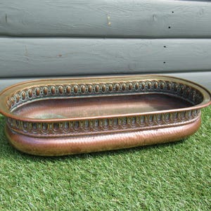 Antique Large French Copper Trough Planter / Herb Planter, Hand Hammered Pattern, Window Box