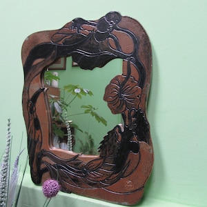 Studio Art Pottery - Spiegel im Jugendstil, handgefertigter Wandspiegel, Wohnkultur, Badezimmer, Schlafzimmer, Eingang ...
