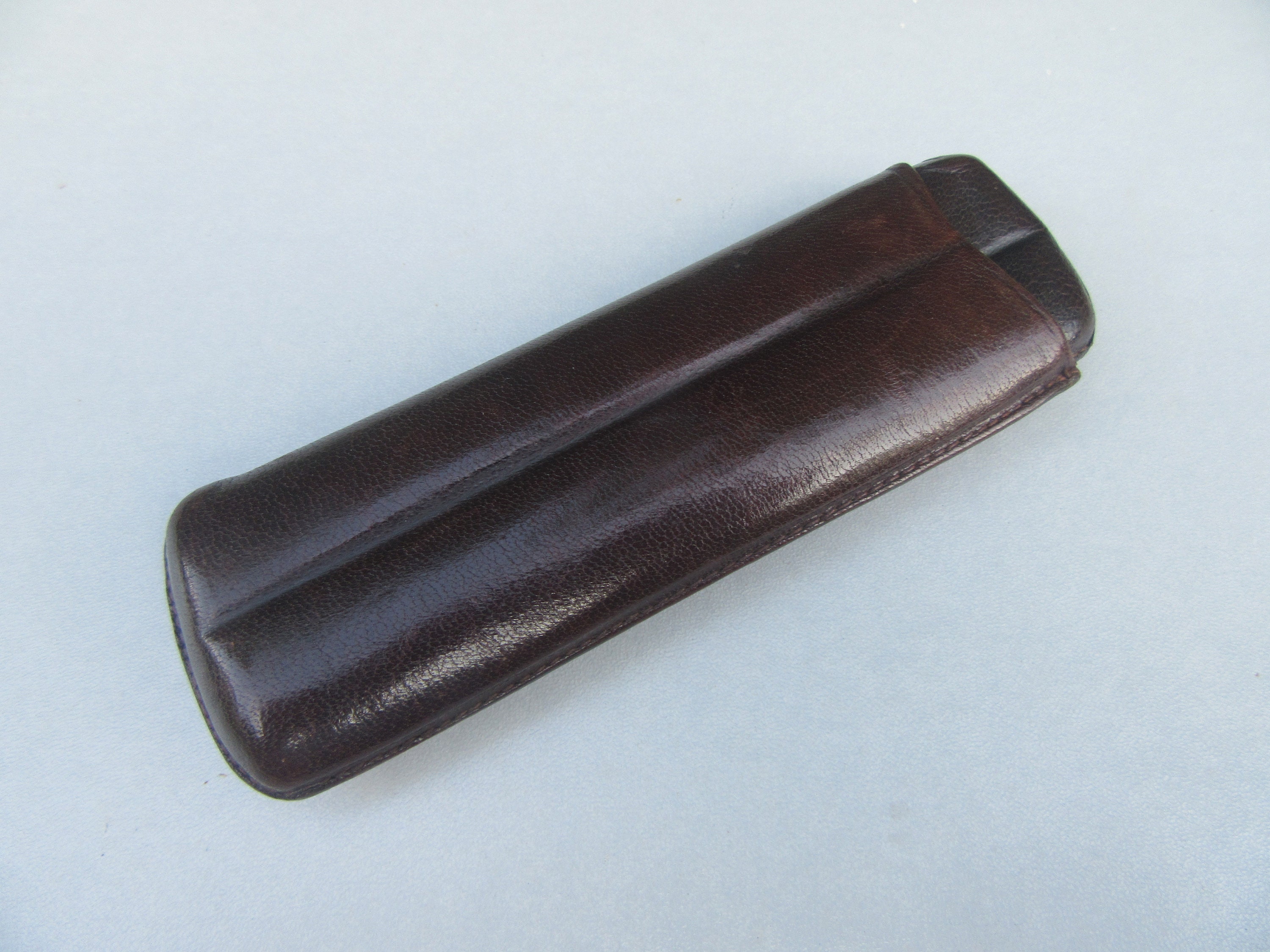 Ostrich Leather 2 Finger Evening Cigar Case in Presidential Blue