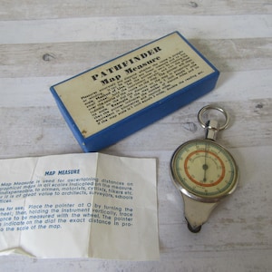 Vintage opisometer in de originele doos met instructies. Kilometerstandlezer, kaartmaat.