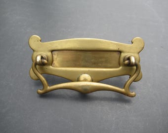 c1900 English Art Nouveau Letterbox and Door Knocker - 8" x 3.75" Reclaimed architectural door hardware.