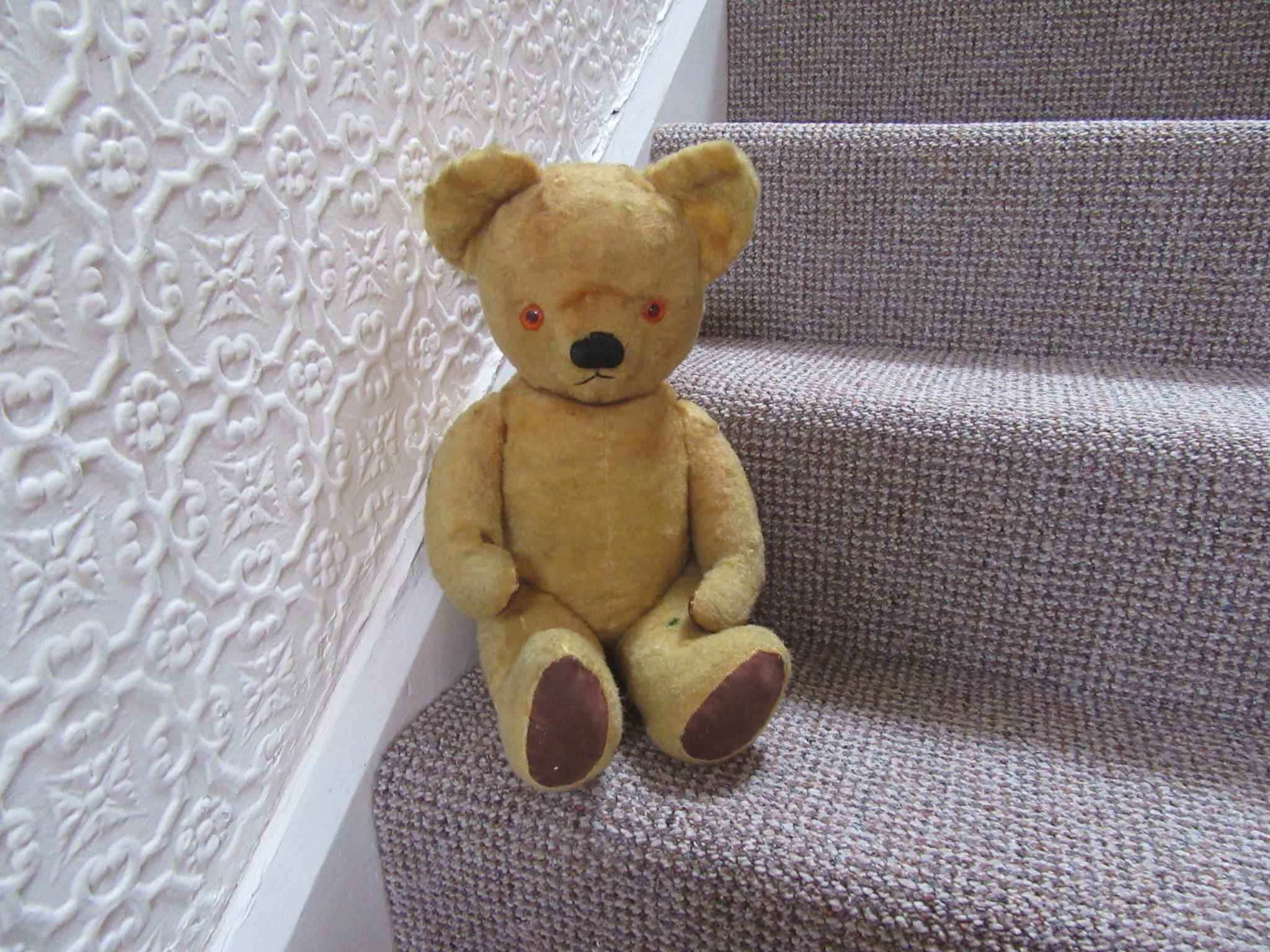 1950s Chad Valley Teddy Bear With Side Tag. Straw Filled 1950s Chad Valley Teddy Bear With Side Tag. Straw Filled