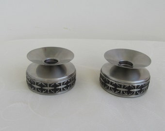 Pair of Pewter Scandinavian candle holders,with celtic design,interior decor.Taper candle holder.