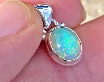 Tiny Trio MultiColor Opal October Birthstone Yellow Ethiopian Opal Jewelry Gold Natural Stone Charms in Silver xS and Rose Gold