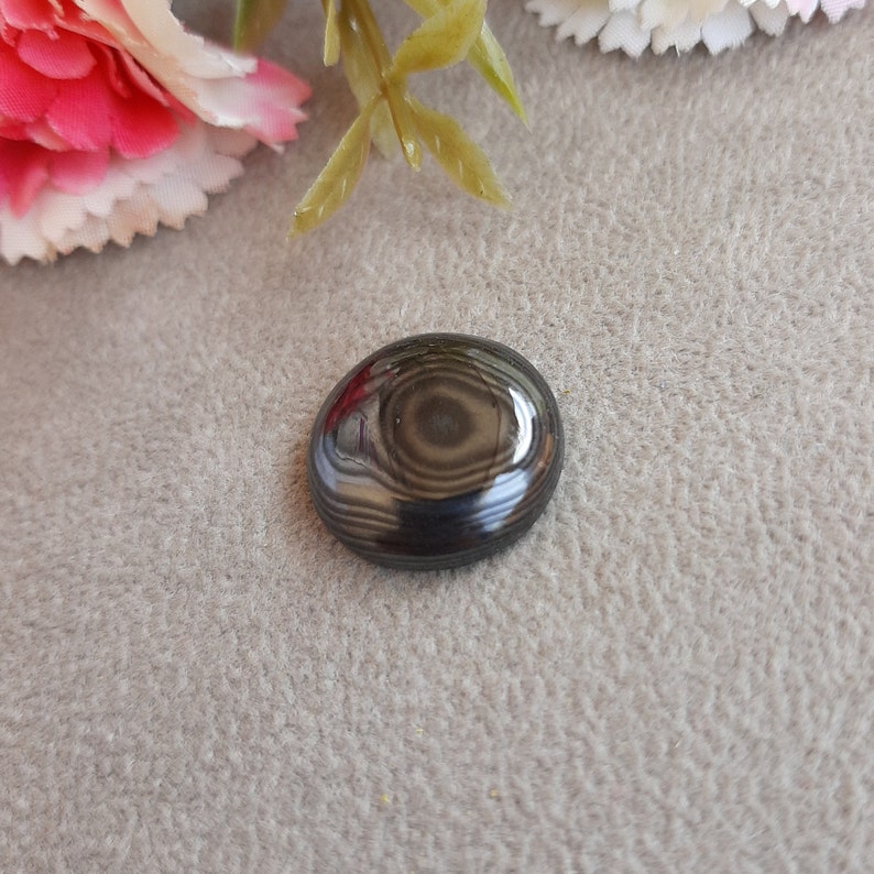 Natural 14.45cts psilomelane black cabochon 17x17 mm oval loose gemstone Handmade By JaipurShopCo