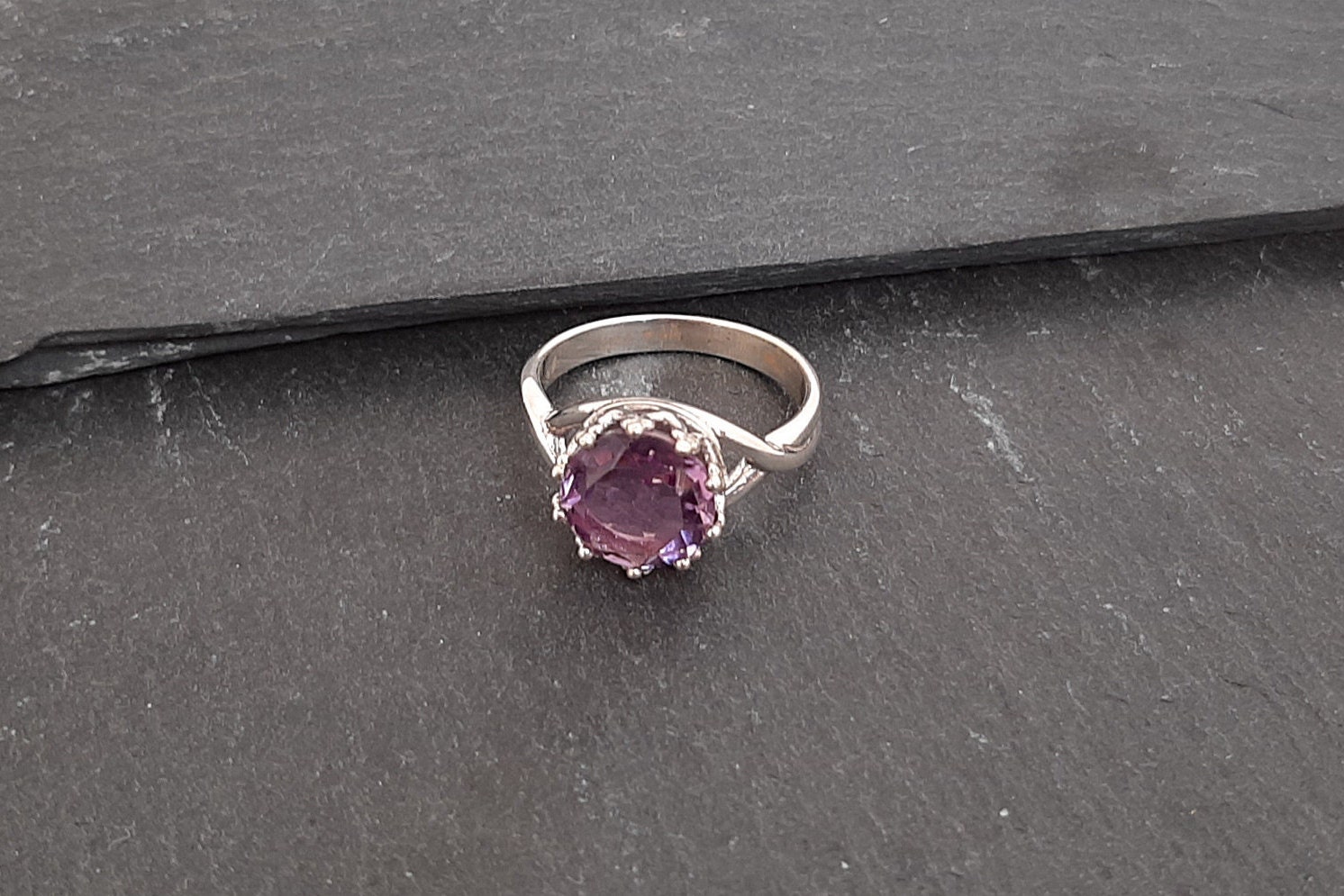 5.45cts Natural Purple Amethyst 925 Sterling Silver Ring | Etsy