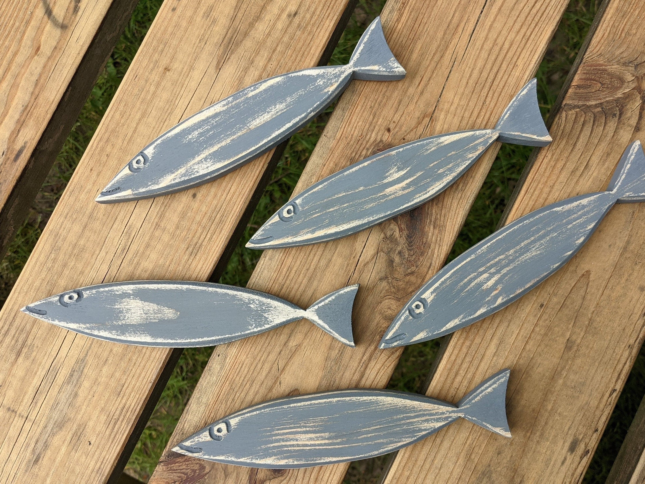 Wooden Fish Shoal Wall Art Hanging Decoration Mackerel Etsy
