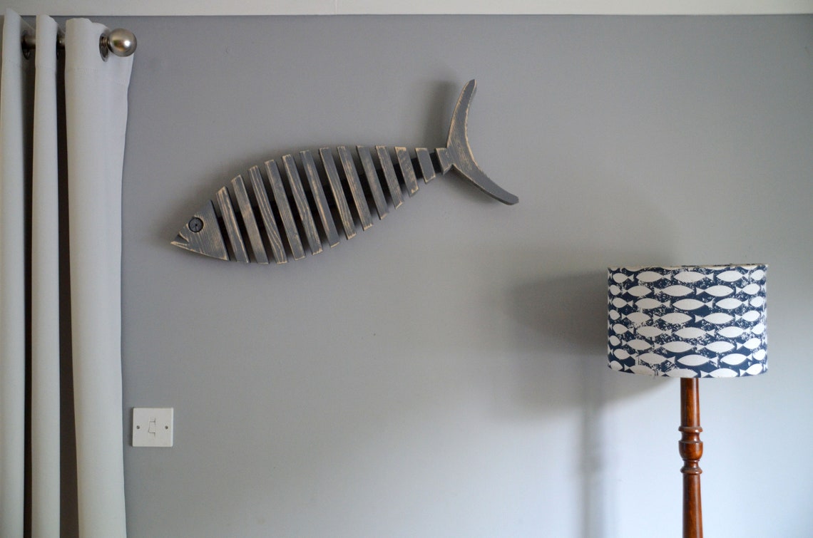 Funky Large Wooden Fish Wall Art Hanging Decoration Hand Etsy