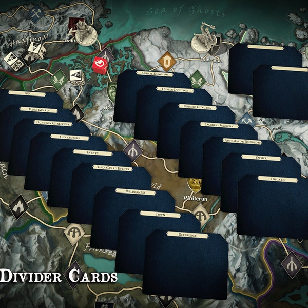 Skyrim Board Game Card Dividers A4 - Digital Download Only