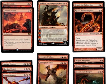 60 Kartendeck Grun Rot Drachen Deck Lathliss Dragon Etsy