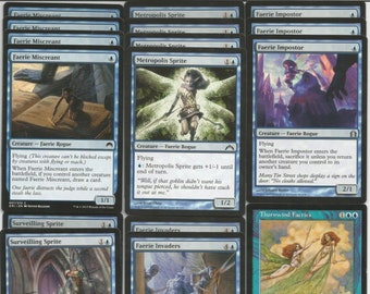 Fiesty Faerie Blue Custom Deck -Full 60 Card Deck-MTG Magic the Gathering Ready to Play