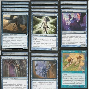 Baraja personalizada Fiesty Faerie Blue: baraja completa de 60 cartas, lista para jugar, MTG Magic the Gathering