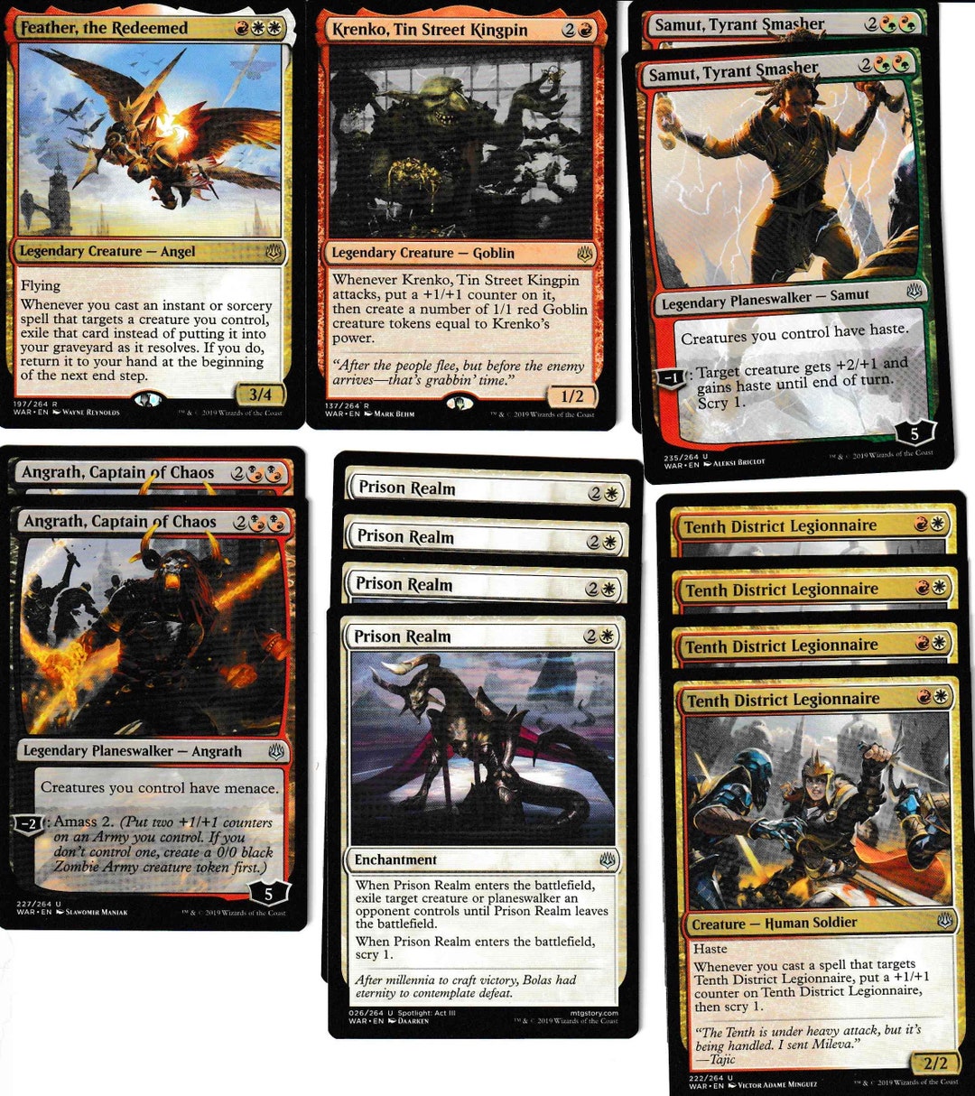Red/white-planeswalkers-rares-feather-krenko-samut Ready to Play
