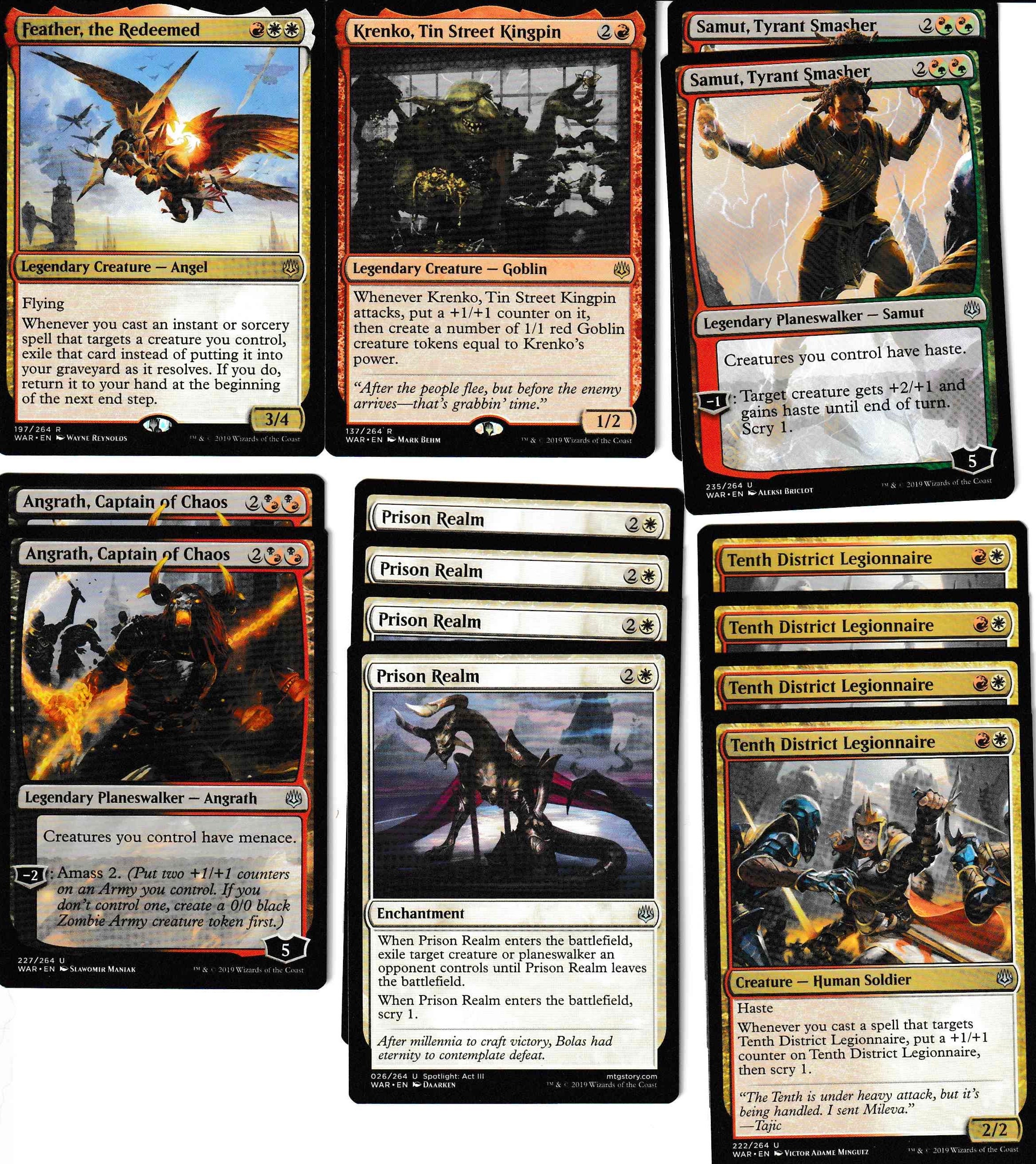 Red/white-planeswalkers-rares-feather-krenko-samut Ready to Play