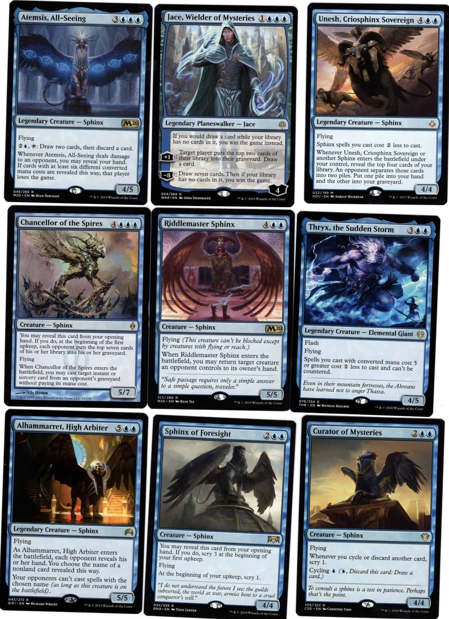 Blue-100 Card Sphinx Deck-commander-jace-rare-mythic-magic the
