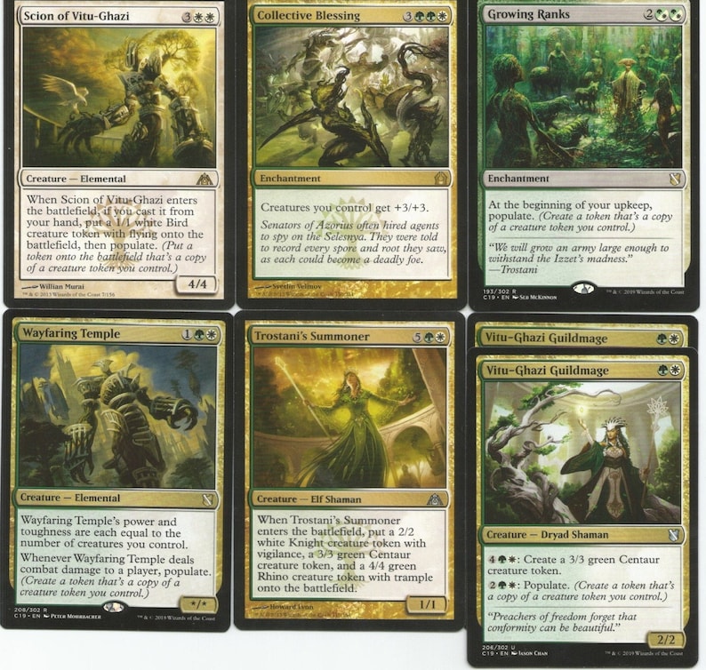 Green White Populate Tokens Custom Magic Deck Mtg Magic The Etsy