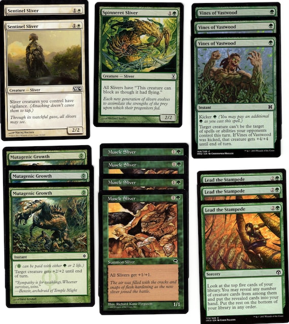Green/white Sliver-pauper-poison-mtg-magic-mutagenic Growth 60 Card Deck  Ready to Play - Etsy