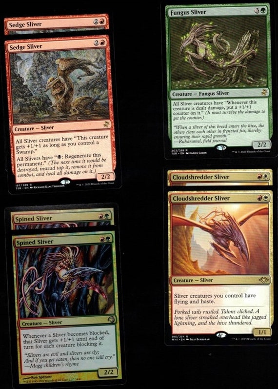 5 Color Slivers!-60 Card Magic the Gathering Deck-mtg-rares-sliver
