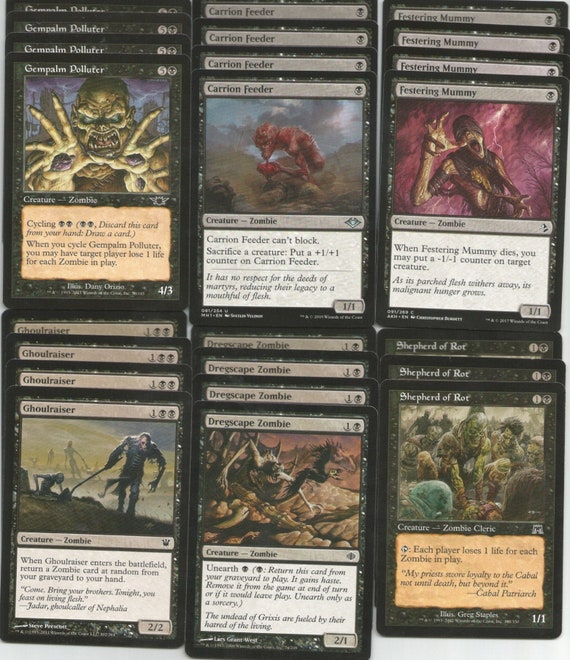 ZOMBIE UPRISING Pauper Legal Black Custom Magic Deck Mtg Magic the