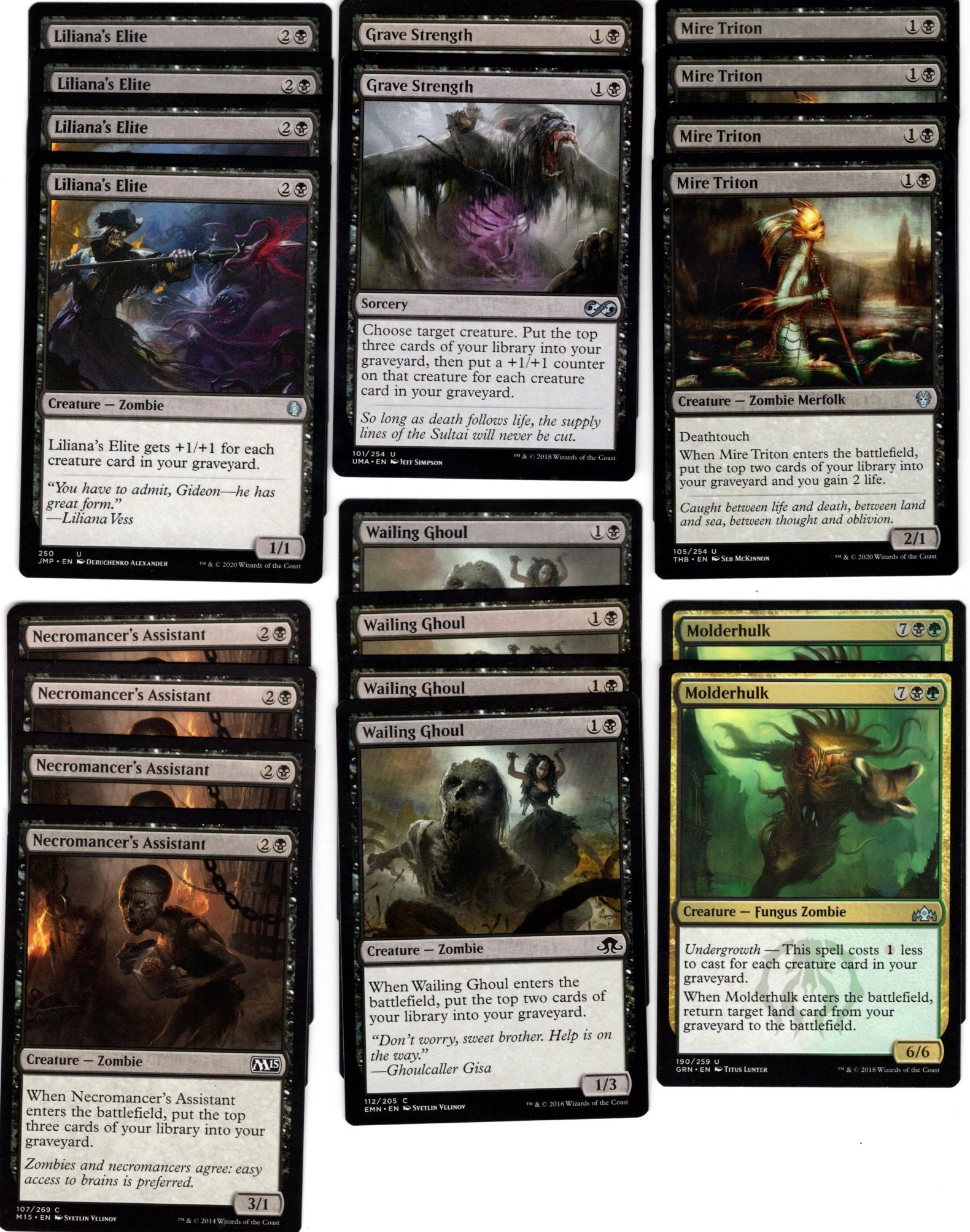 Liliana's Zombies-60 Card Magic the Gathering Deck-mythics-rares