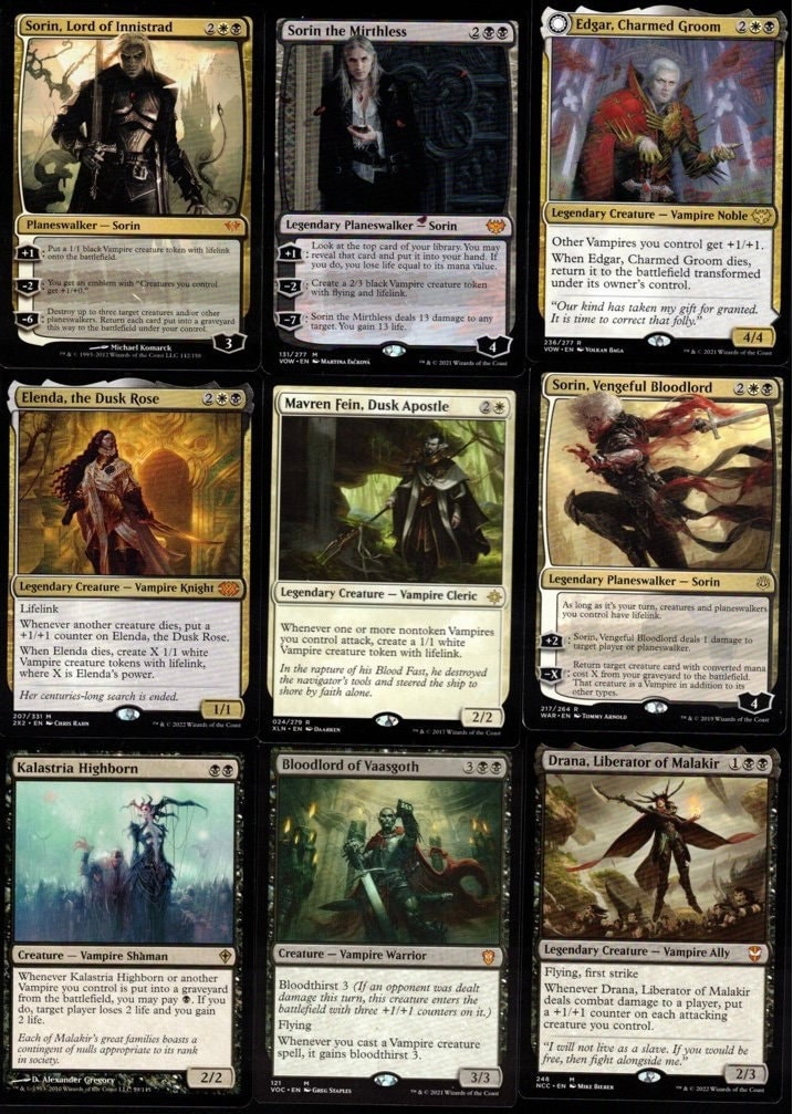 mtg all vampire cards Furyblade [Eldritch Moon] As long as the top card of your library is black Subtype: vampire, Colors: Red, 52