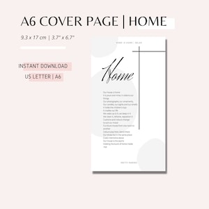 Painel do planejador residencial A6 | Painéis do planejador | Divisórias para impressão A6 | Painéis A6 | Inserções de planejador A6 | DOWNLOAD INSTANTÂNEO