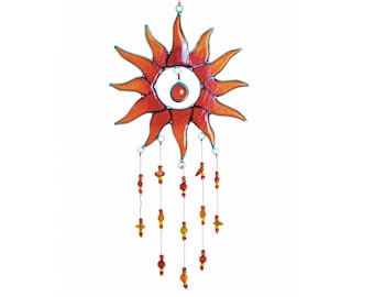 Sun Suncatcher Orange con perline di colore rosso e arancione Window Decor Sun Catcher Patio Kids Bedroom Decoration