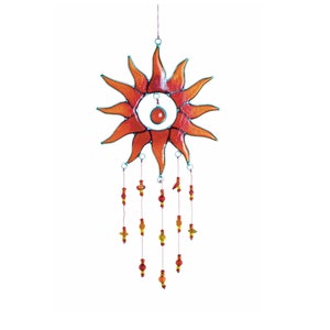 Sun Suncatcher Orange With Red & Orange Colour Beads Window Decor Sun Catcher Patio Kids Bedroom Decoration