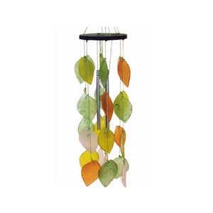 Capiz Shell Wind Chime Patio Garden Decor Window Windchime Suncatcher Ideal Windows Balconies Autumn Leaves Green