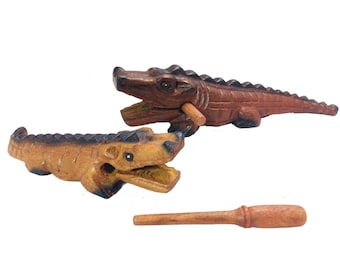 Crocodile Guiro Musical Instrument Wooden Hand Carved Fair Trade Animal Design