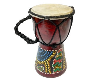 Mini Djembe Drum Musical Instrument Hand Made Fair Trade Dot Painted