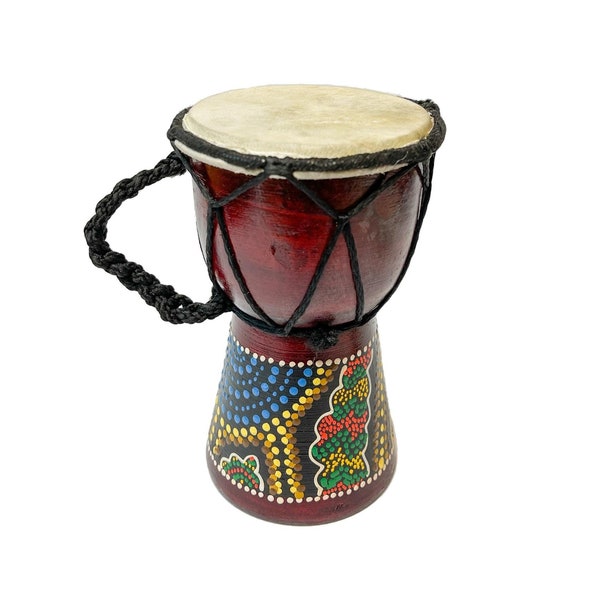 Mini Djembe Drum Musical Instrument Hand Made Fair Trade Dot Painted
