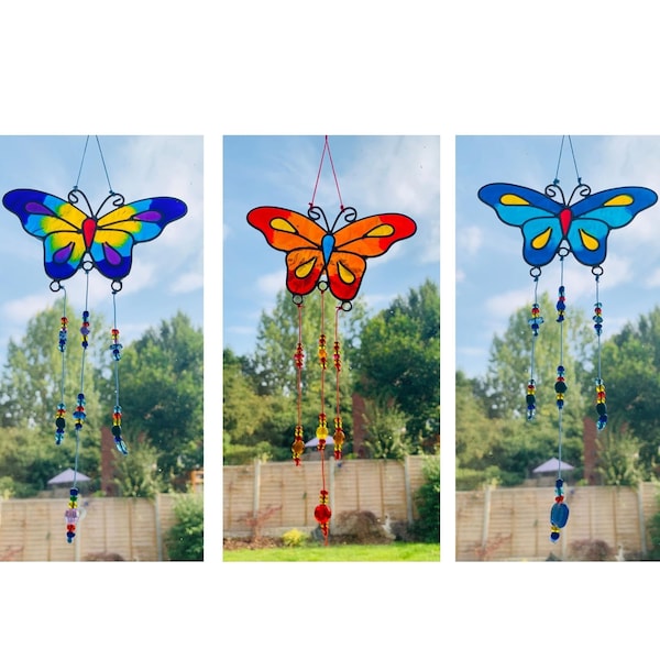 Butterfly Suncatchers Mobile Window Decor Windchime Garden Wall Art Indoor Outdoor Fair Trade