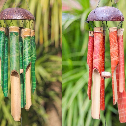 Bamboo Coconut Shell Craft Wind Chimes Mountain Forest Style Corrosion Resis-JKL 