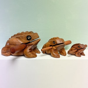 Frog Guiro Musical Percussion Instrument Wooden Hand Carved Fair Trade Animal Design