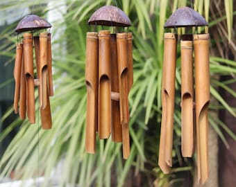 Bamboo Wind Chime Natural Bamboo & Coconut Shell Fair Trade Various Sizes