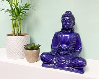 Purple Buddha Statue Ornament Handmade Resin Decorative Ornaments for Home Meditation Meditating Buddhism Buddhist Home Decor