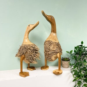 Bamboo Duck Statue in Brown - Bamboo Root - Hand Carved Animal Figurine