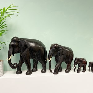 Black Elephant Statues Ornaments Resin Hand Made Traditional African Safari Animals Carving Figures Fair Trade