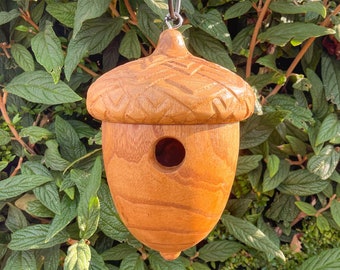 Wooden Acorn Bird House Outdoor Garden Accessory Yard Hanging Decor Birds Eco Friendly Fair Trade