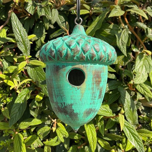 Wooden Acorn Bird House Outdoor Garden Accessory Yard Hanging Decor Birds Eco Friendly Fair Trade