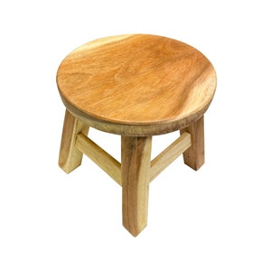 Childrens Wooden Stool Plain Kids Stool Step Chair Fair Trade Hand Made And Carved Solid Wood Boys or Girls 26x26cm